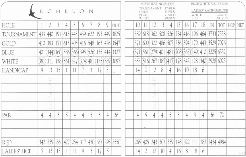 Scorecard - Echelon Golf Club